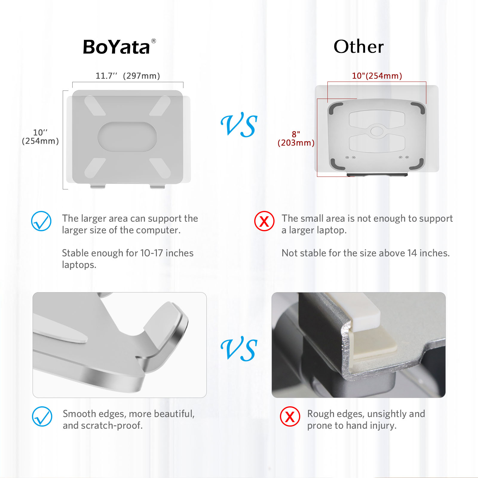 BoYata N19 side view showing the aluminum construction and silicone grip pads