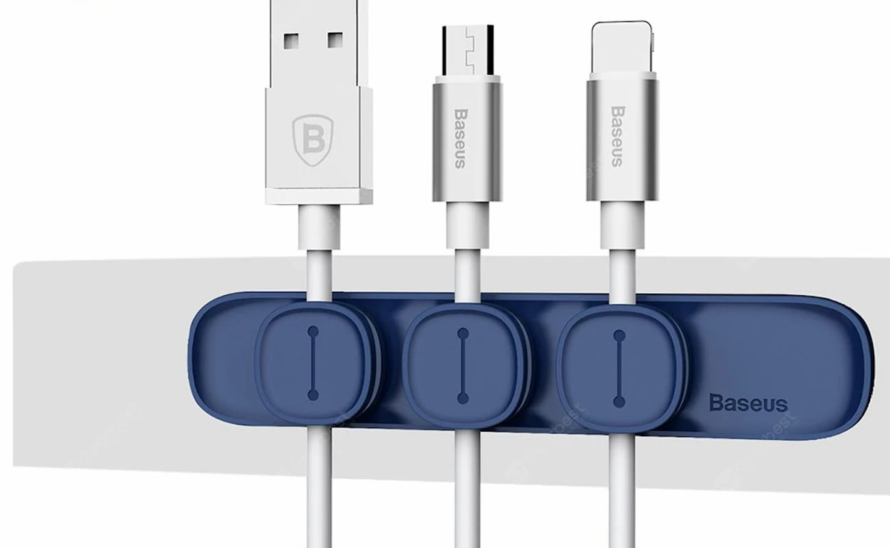 Baseus Peas magnetic cable clips, $6 and they actually work Baseus magnetic cable organizer clips on a desk edge